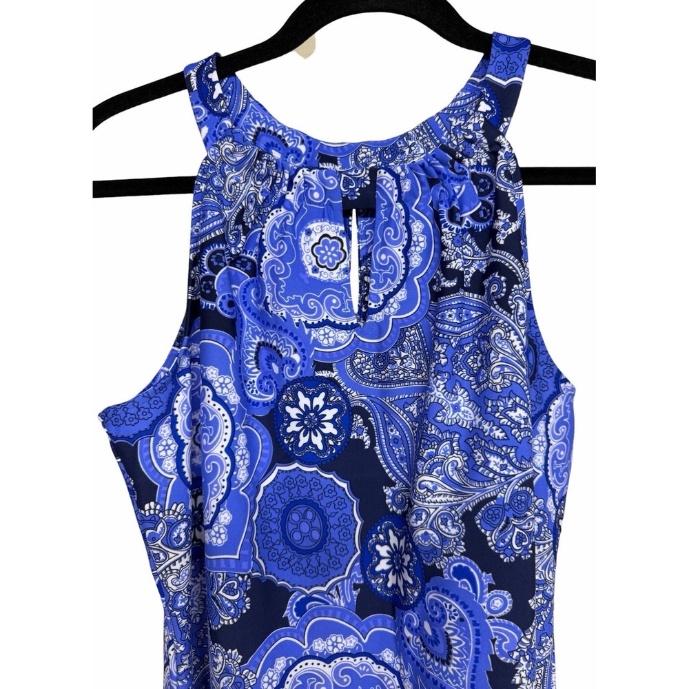 Jude Connally‎ Claire Captivia Paisley Print Tank Top Navy Blue Women's Size Med - Picture 3 of 12